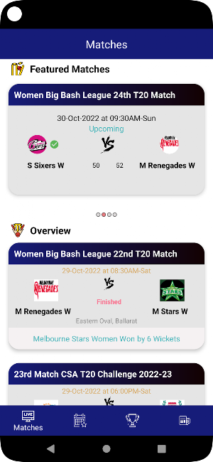 Cricket Live Scores Screenshot 0