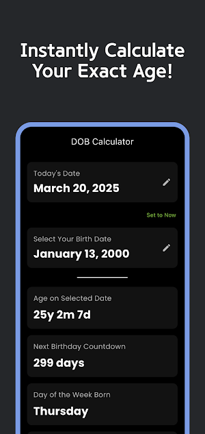 DOB Calc - Birthday Countdown Screenshot 0