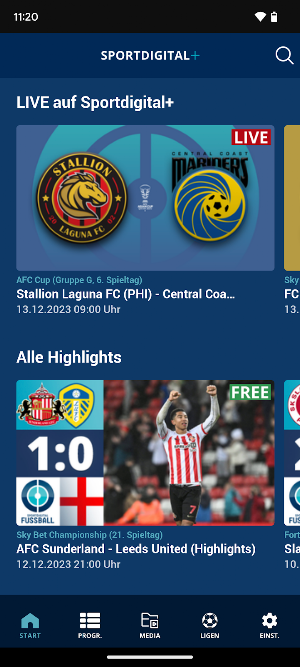 Sportdigital+ Live Fussball Screenshot 1