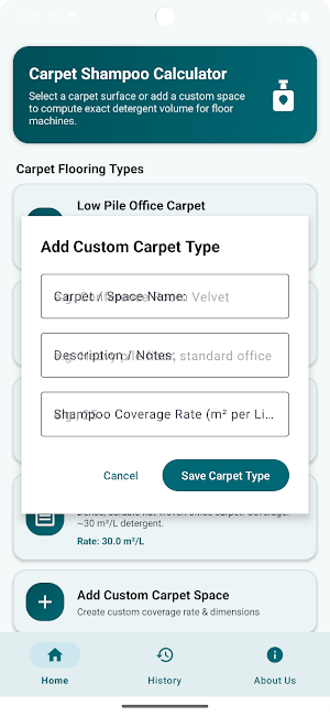 Carpet Shampoo Sizer Screenshot 1