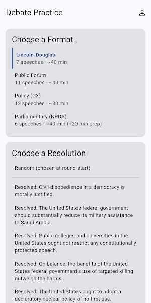 Debate Practice Screenshot 1