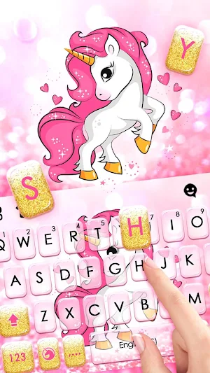 Pink Glitter Unicorn Keyboard Theme Screenshot 1