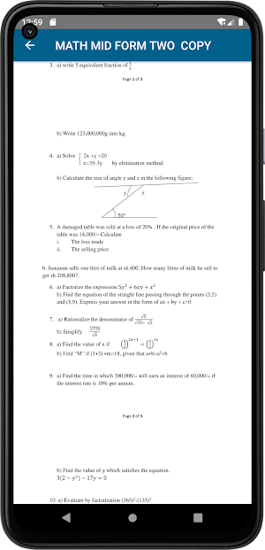 Form Two Past Papers Offline Screenshot 1