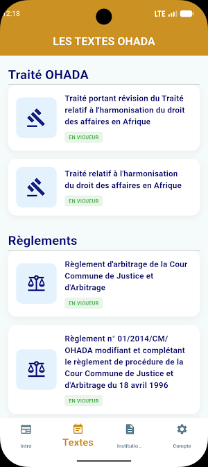 Droit OHADA - Guide juridique Screenshot 1