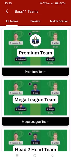 BOSS11 Dream Team Prediction Screenshot 2