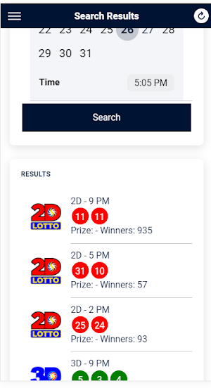 Live Lotto PCSO Results Screenshot 2