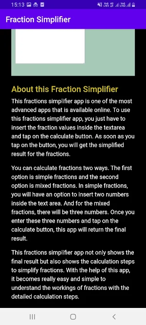 Fraction Simplifier Screenshot 2