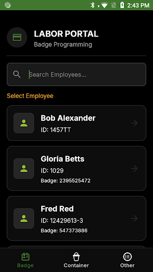RFID Badge Registration Screenshot 0