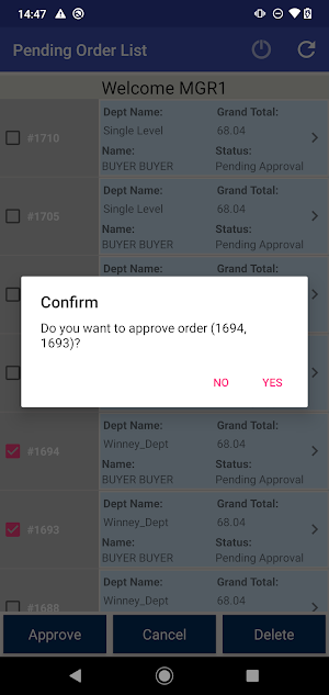 Dealer Order approval Screenshot 2