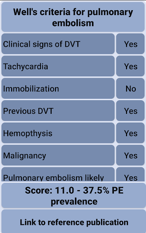 Pulmonary embolism criteria Screenshot 3