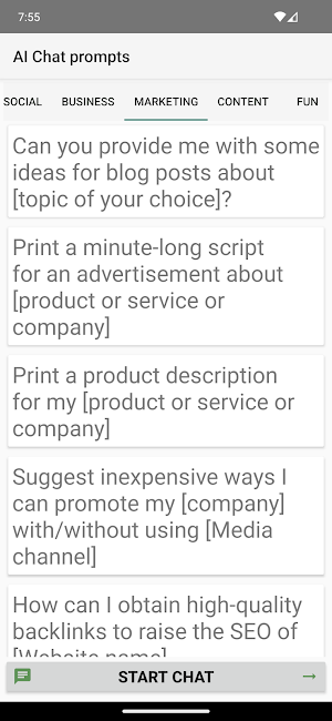 AI Chat prompts - chatbot Screenshot 3