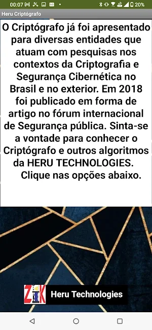 Criptografia 100% brasileira Screenshot 1