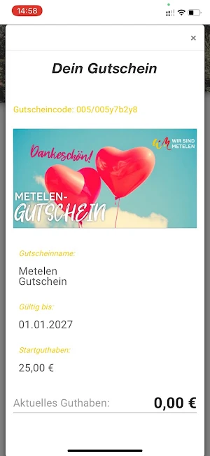 Metelen-Gutschein Screenshot 0