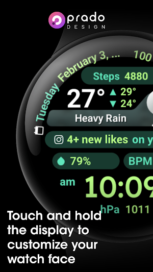 PRADO 96 Weather Watch Face Screenshot 3
