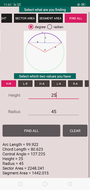Circle calculator + Arc Calculator - No Ads Screenshot 3