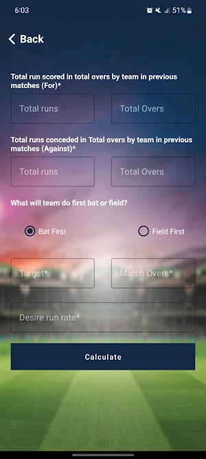 Cricket Runs Rate - Estimator Screenshot 1