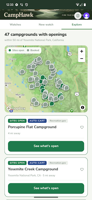 CampHawk: Campsite Alerts Screenshot 1