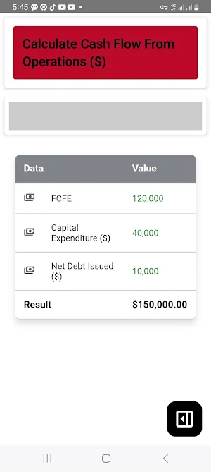 FCFE Calculator Screenshot 3