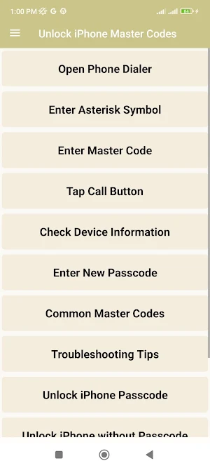 Unlock iPhone Master Codes Screenshot 0