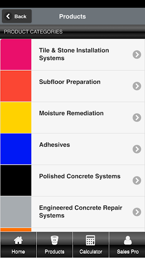 ARDEX Americas Product Calc. Screenshot 1