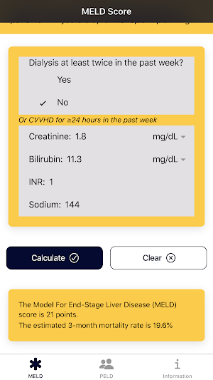 MELD Score Calculator - Liver Disease App Screenshot 0
