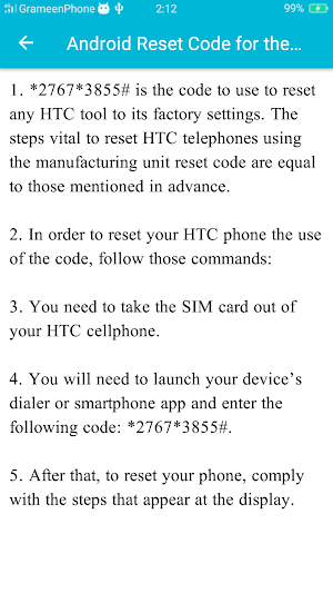 Factory Reset by Secret Code Screenshot 2
