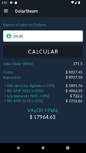 DólarSteam Calculadora Argenta Screenshot 3