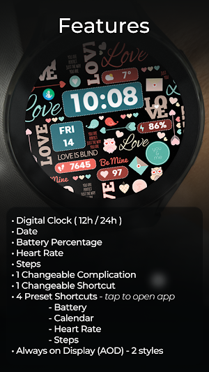 TVV Valentine's Day Watch Face Screenshot 1