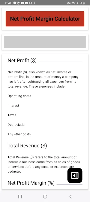 Net Profit Margin Calculator Screenshot 1