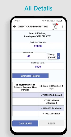 Credit Card Calculations Tool Screenshot 2