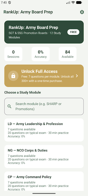 RankUp: Army Board Prep 2026 Screenshot 0