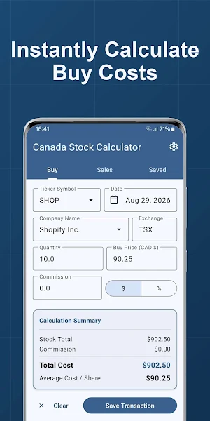 Canada Stock Calculator Screenshot 0