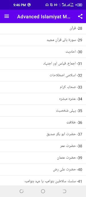 Islamiyat Advanced MCQs Screenshot 1