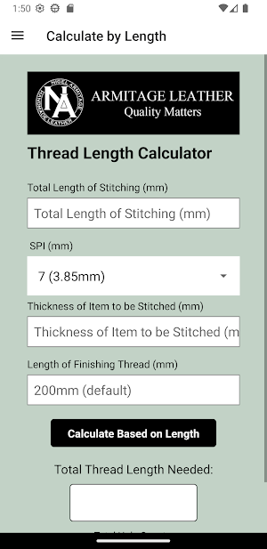 Thread Length Calculator Screenshot 1
