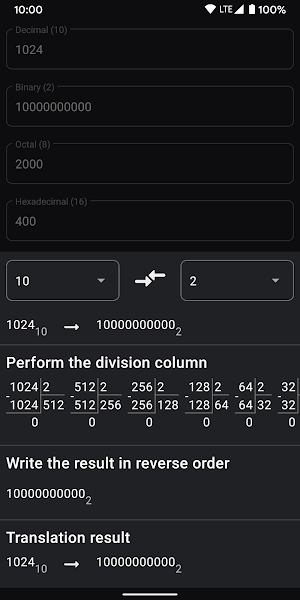 Calculator of number systems. Converter. Decision Screenshot 1
