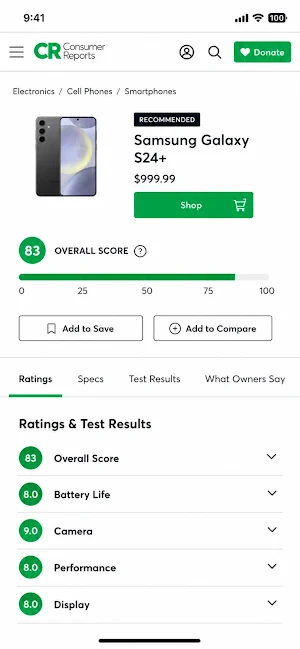 Consumer Reports Screenshot 2