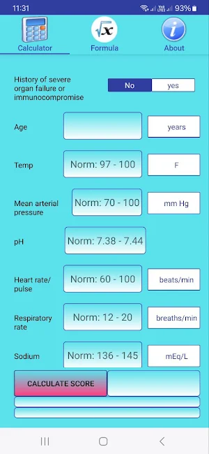 APACHE II Score Screenshot 0