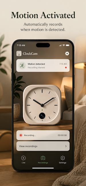 ClockCam: Motion Security Cam Screenshot 1