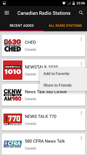 Canada Radio Stations FM/AM Screenshot 1