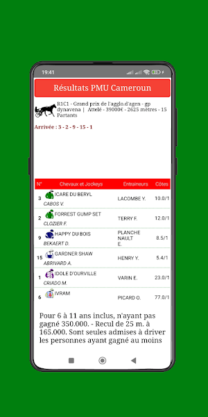 Résultat PMU Cameroun Screenshot 3