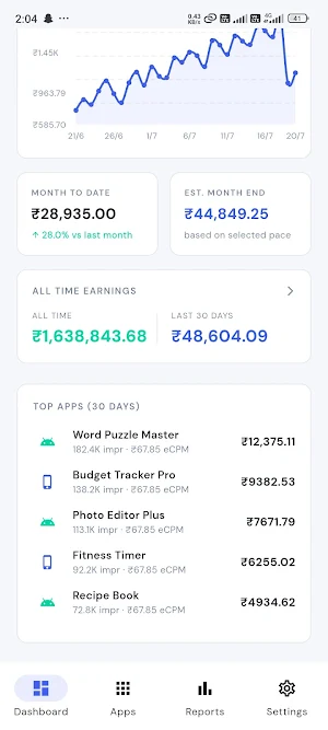 AdMob Dashboard Screenshot 1