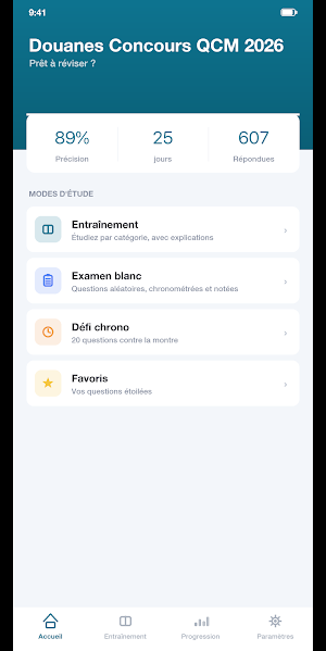 Douanes Concours QCM 2026 Screenshot 0