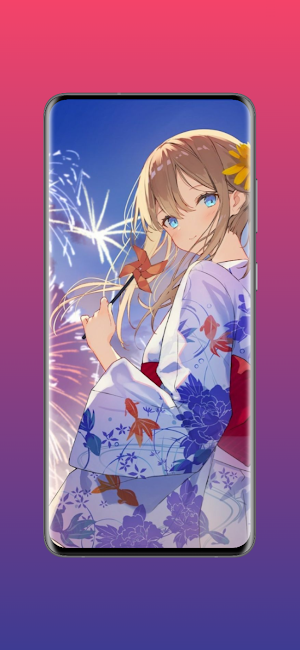 Kimono Anime Girl Wallpaper HD Screenshot 0