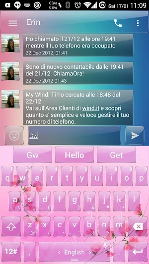 Keyboard Theme Glass Pink Flow Screenshot 2