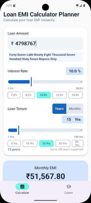 Loan EMI Calculator Planner Screenshot 2