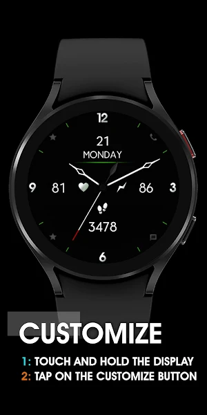 Minimal Black v9 Watch Face Screenshot 2
