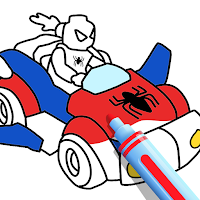 Superhero Car : Draw Coloring