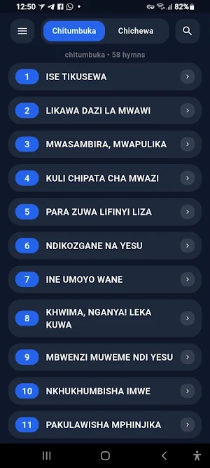 Chitumbuka & Chichewa Hymns Screenshot 2