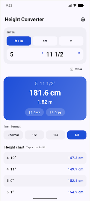 Height Converter: Feet & CM Screenshot 0