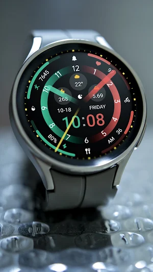 Red Circular Ring Hybrid watch Screenshot 3